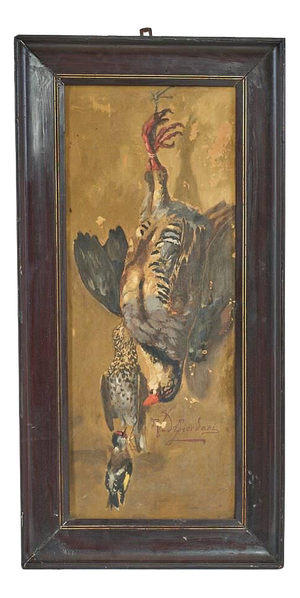 V. Giordani, Still Life with Birds, 20th Century, Oil on Panel