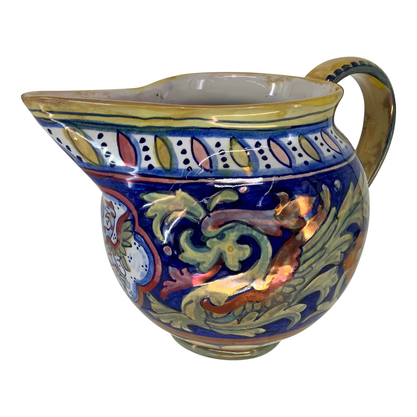Vintage Italian Majolica Pitcher | Chairish