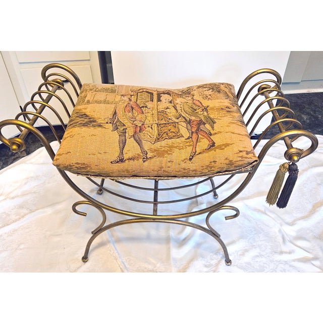 Elevate your dressing room, bedroom, or entry with this exquisite mid-century Italian Hollywood Regency vanity bench....