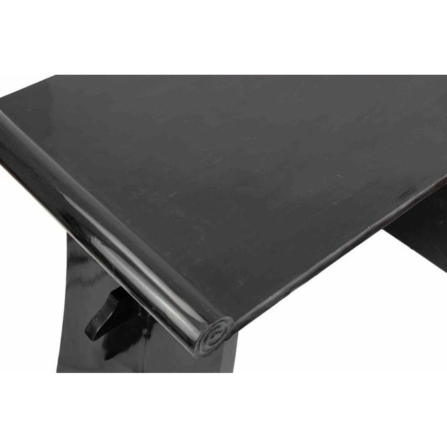 Art Deco Black Wooden Lacquered Table, Italy, 1940s For Sale - Image 6 of 8