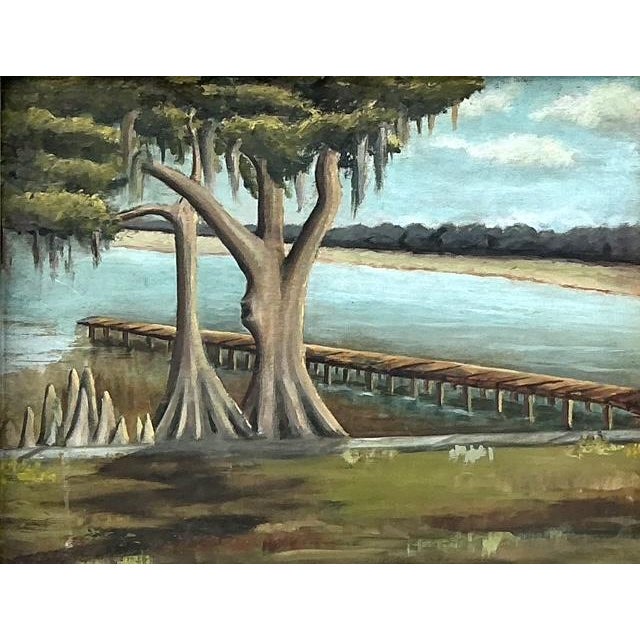 Vintage Original Lakeside Oil on Canvas For Sale In West Palm - Image 6 of 12