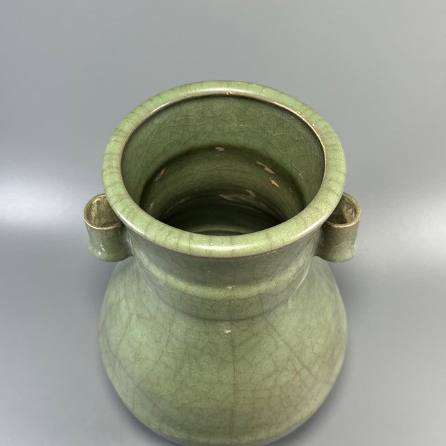 Vintage Chinese Longquan Celadon Arrow Vase With Two Ear‑Handles For Sale - Image 4 of 7