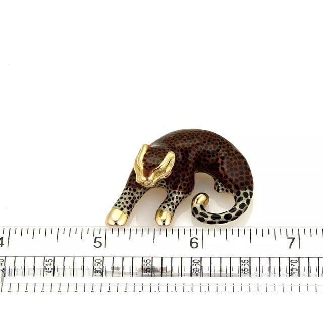 Leopard Multicolor Enamel 14k Yellow Gold Pendant For Sale In Miami - Image 6 of 6