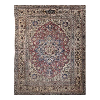 19th Century Persian Kerman Lavar Rug, Hand-Knotted Wool, Floral Pattern, Red & Ivory, 8x11 For Sale