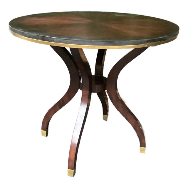 Ralph Lauren Mahogany Finish Occasional Table With Brass Details For Sale
