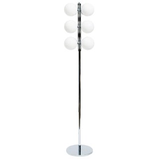 Lightolier Chrome Glass Globe Floor Lamp For Sale