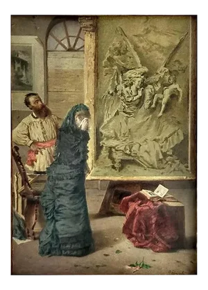 Giuseppe Puricelli Guerra - Untitled - interior - Original Oil Painting - 1860