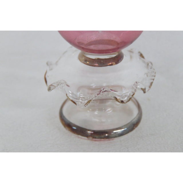 Glass Miniature Hand Blown Egyptian Pink Glass Empty Perfume Bottle With Stopper 5110b For Sale - Image 7 of 9