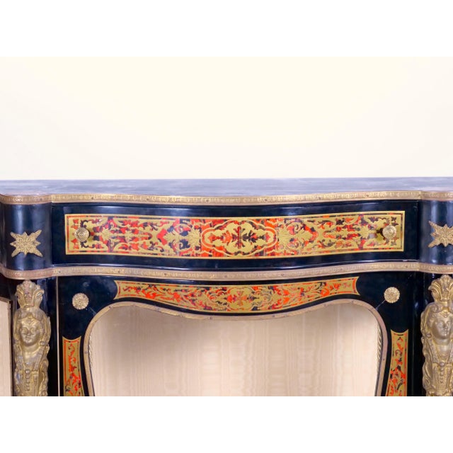 Pair 19th Century French Napoleon III Boulle Marquetry Ebonized Side Cabinets For Sale - Image 10 of 12