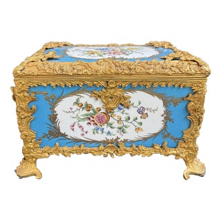 19th Century Porcelain and Gilt Bronze Casket, France For Sale