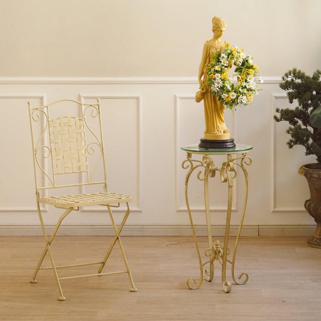 Round Side Table with Glass and Metal Frame For Sale - Image 10 of 10
