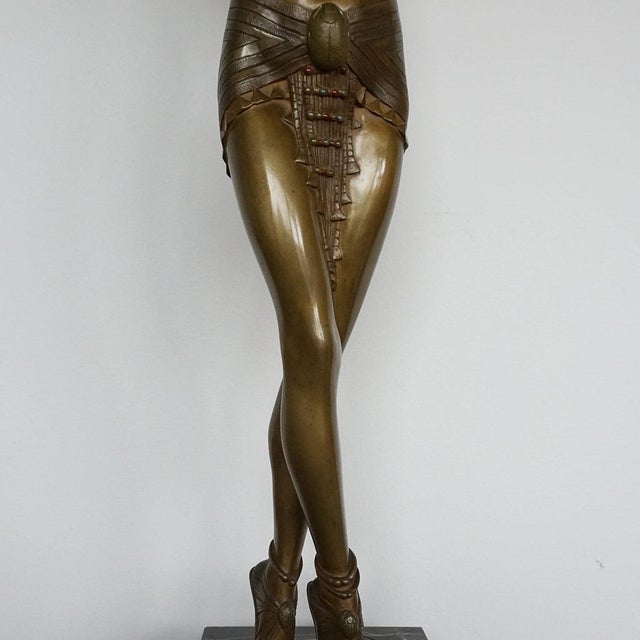 Demetre Chiparus, Art Deco Egyptian Dancer, 1920s-1940s, Bronze & Marble For Sale - Image 4 of 14