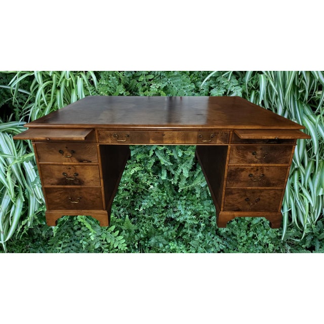 Early 20th Century Spectacular Burled Walnut Partners Desk B & O Railroad For Sale - Image 9 of 18