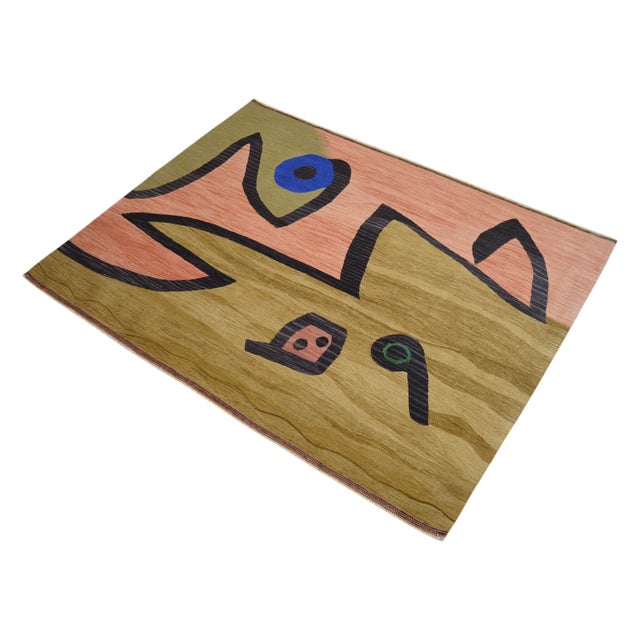 Paul Klee Paul Klee Silence of the Angel Inspired Rug Hand Woven Kilim Rug - 3′10″ × 5′3″ For Sale - Image 4 of 18