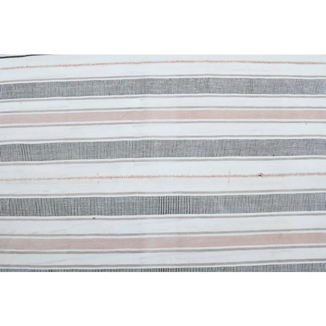 1970s Vintage Handmade Wool Cotton White Gray Area Rug For Sale - Image 11 of 11