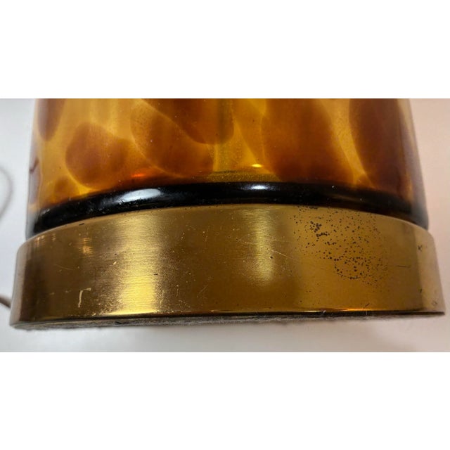 Vintage Hollywood Regency Amber Tortoiseshell Art Glass Lamp — Hand-Blown Murano Style For Sale - Image 9 of 11