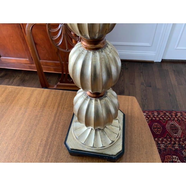Contemporary 1980s Uttermost Silver and Gold Lamp For Sale - Image 3 of 12
