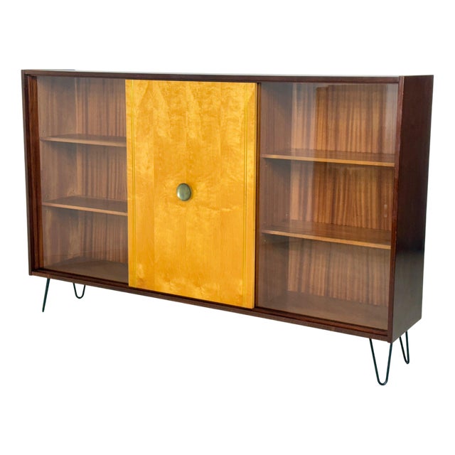 Mid-Century Modern Vitrine Highboard in Birch For Sale