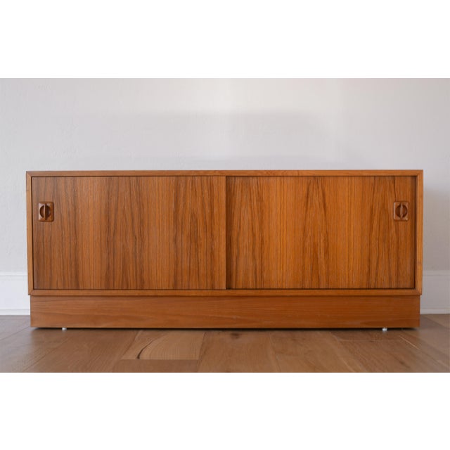 Vintage Danish Modern Teak Credenza With Vinyl Record Storage on Plinth Base For Sale - Image 14 of 14