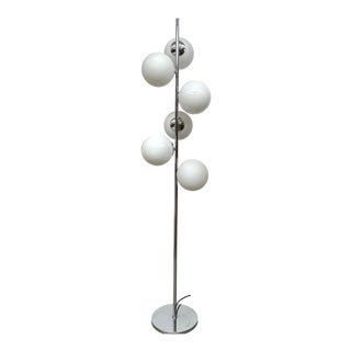 Vintage Space Age Chrome Floor Lamp with Glass Globes, 1970s For Sale