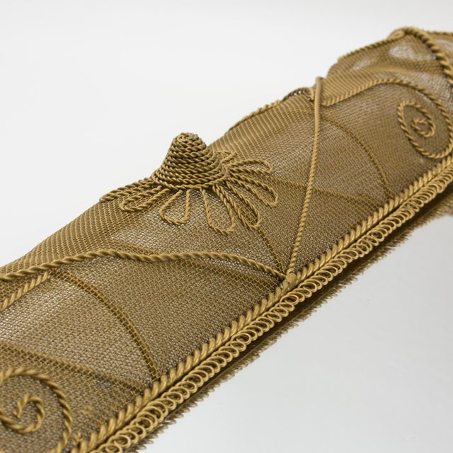 Gilt Metal Wire Mesh Wall Mirror with Floral Decor, circa 1950 For Sale - Image 4 of 16