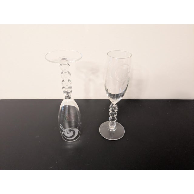 Vintage St. Louis Rams 2000 Super Bowl Era Champagne Flutes - A Pair For Sale - Image 10 of 11