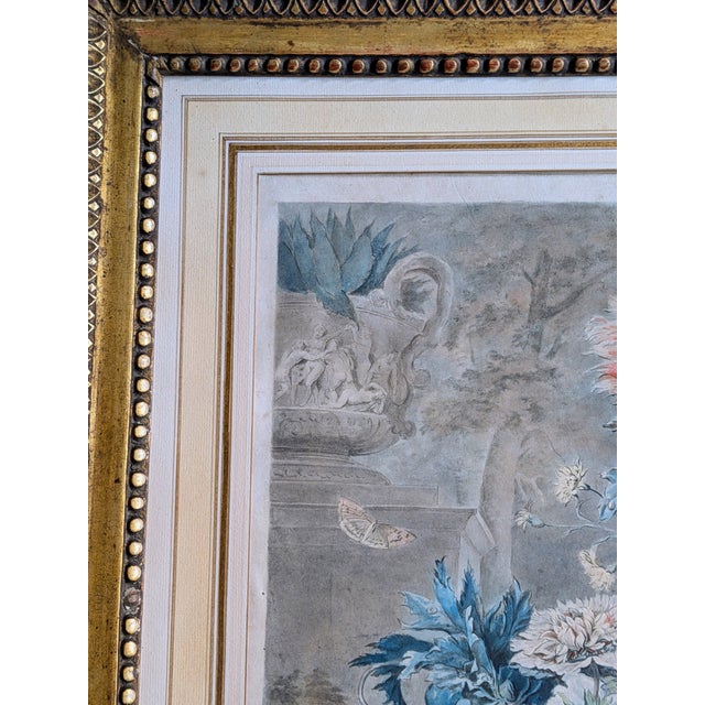 Late 18th Century Jan Van Huysum, A Flower Piece and a Fruit Piece, London: Richard Earlon and John Boydell, 1778, Watercolors on Mezzotint, Framed, Set of 2 For Sale - Image 5 of 18