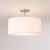 Modern Stretch Semi Flush Mount - Satin Nickel Steel, Drum White Linen Shade, Dimmable, Modern Style For Sale - Image 3 of 4