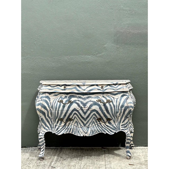 Vintage Hand Painted Zebra Bombe Chest For Sale - Image 13 of 18