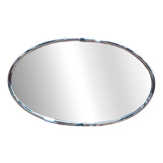 Art Deco Chrome Oval Mirror, 1960s For Sale