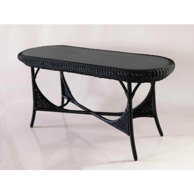 Painted Wicker Console Table For Sale - Image 4 of 6