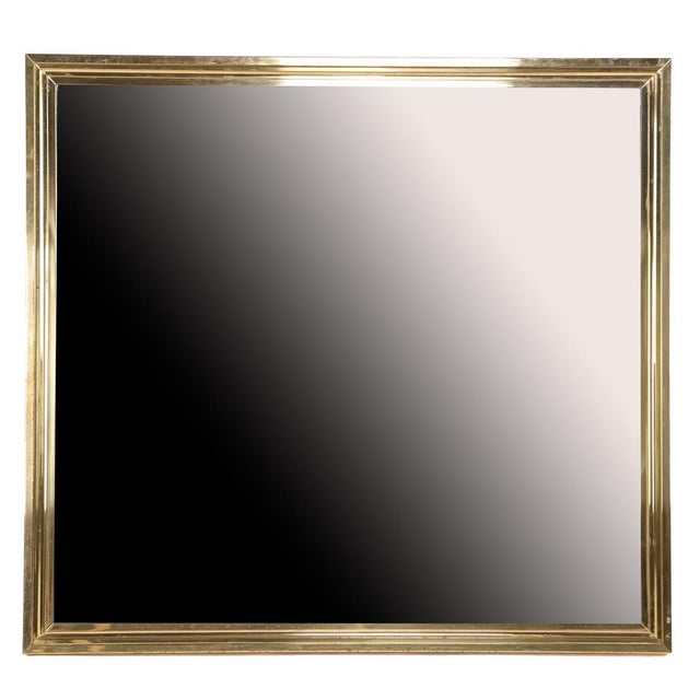Metal Large Brass Framed Mirror in the style of Maison Jansen, 1960s For Sale - Image 7 of 7