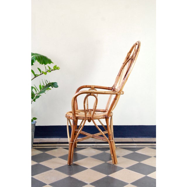 Vintage Wicker and Bamboo Armchair, Italy, 1970s For Sale - Image 10 of 16