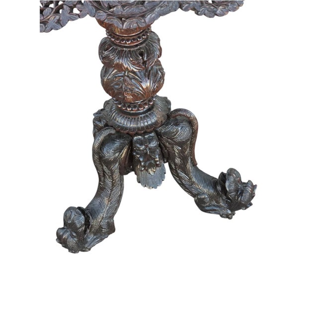 19th Century Heavily Carved Rosewood Side Table/Center Table; Made in Burma. For Sale - Image 16 of 18