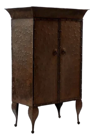 Mid Century Hammered Hobnail Metal Armoire