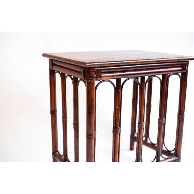 Mid-Century Modern Vintage Dark Brown Bamboo Table For Sale - Image 3 of 4