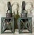 Pair of wall lantern made of solid copper, protective X bars, weathered patina, with one 75/watt light each. Suitable for...