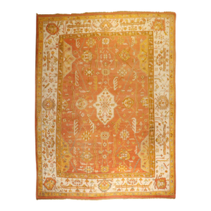 Orange Antique Turkish Oushak Rug, 10'4'' X 13'2''