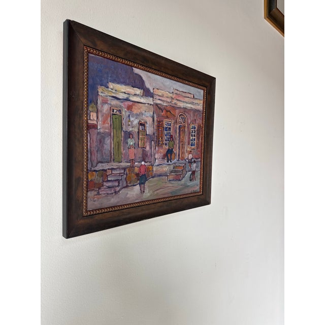 Original oil on board painting by Kenneth Baker, a South African artist active during the mid-20th century. This...