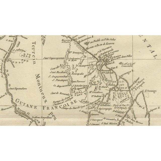 French Guiana and Suriname Colonial Map of the Guianas by Rigobert Bonne, 1780 For Sale - Image 6 of 9