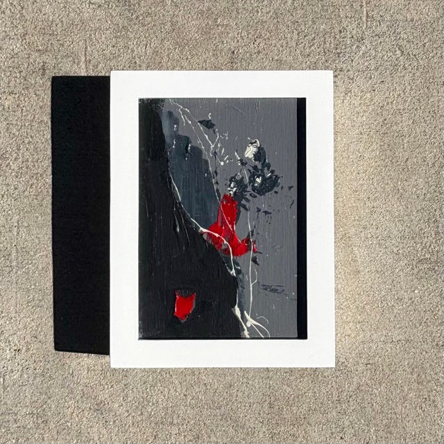 Abstract Vintage Boho Miniature Painting in Wood Frame For Sale - Image 3 of 6