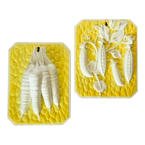 Vintage Italian Ceramic Relief Wall Art Plaques - Pair