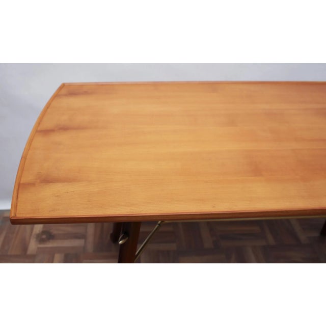 Wood Cherry Wood and Brass Coffee Table, 1950s For Sale - Image 7 of 11
