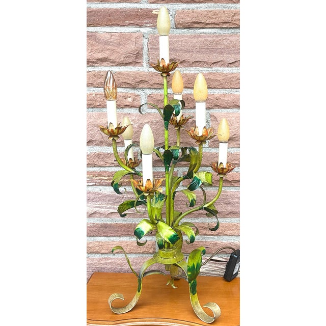 Vintage Italian Florentine Metal Table Lamp, 1960s For Sale - Image 12 of 12