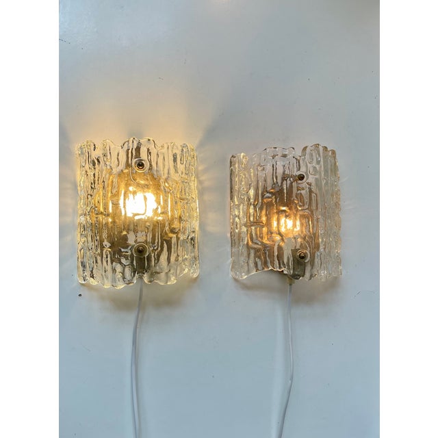 Mid-Century Modern Crystal Ice Glass Wall Sconces by Carl Fagerlund for Orrefors, 1960s, Set of 2 For Sale - Image 3 of 8