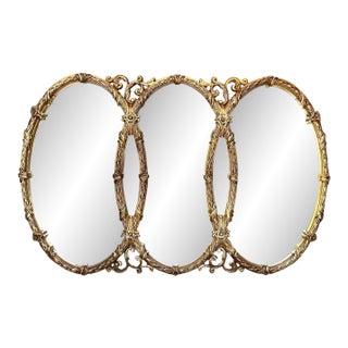 Rare Vintage Triple Oval Mirror 66”w | Statement Mirror For Sale