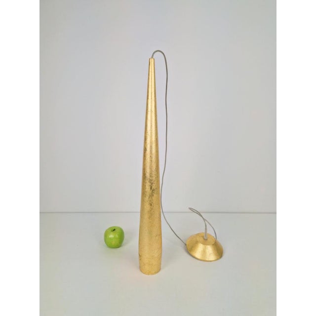 Gold Conical Gold Line Pendant Lamp from Panzeri, Italy, 1990s For Sale - Image 8 of 10