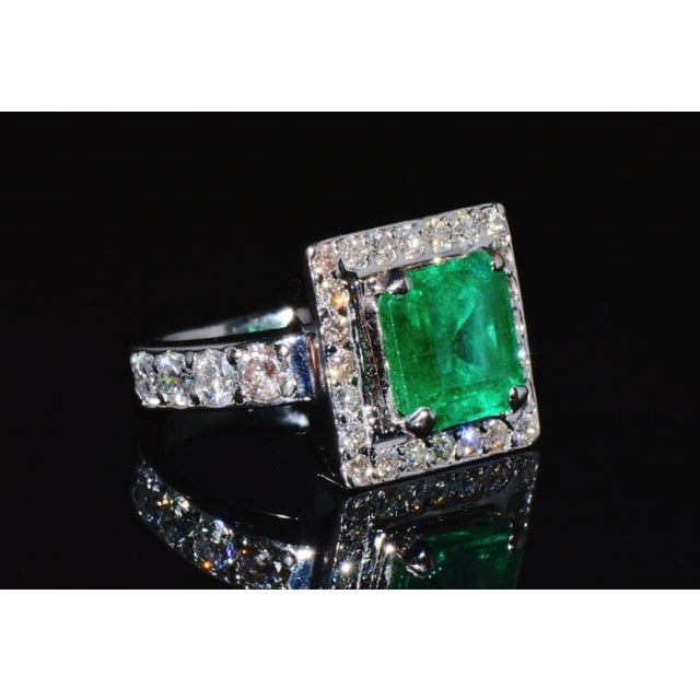 Certified Natural 4.7CTS VS G Diamond Emerald 950 Solid Platinum Ring, size 5.25 For Sale In Dallas - Image 6 of 11