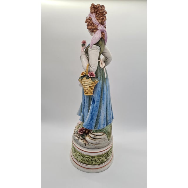1980s Figure of Woman Picking Flowers in Ceramic by D. Poloniato, 1980s For Sale - Image 5 of 12
