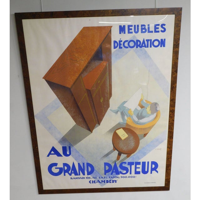 Art Deco C. Villot "Au Grand Pasteur Neubles Décoration Chamberg" Giclee Poster For Sale - Image 3 of 13